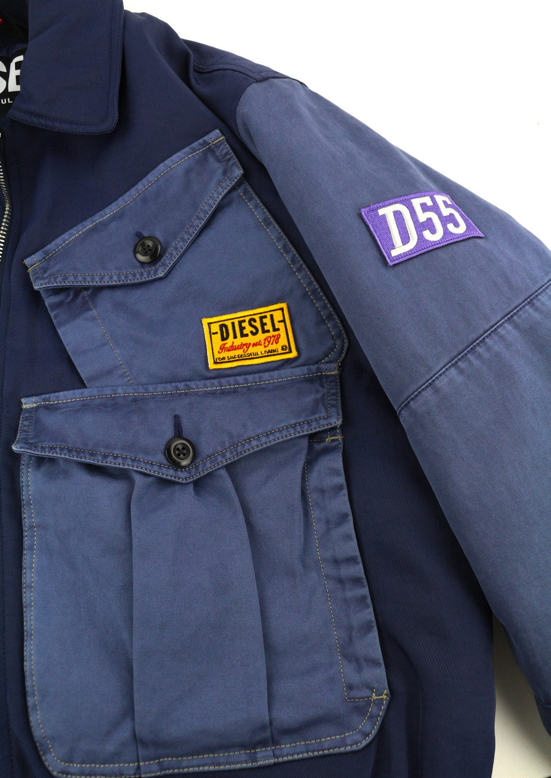 DIESEL W-Manfred vyriška striukė XL su užtrauktuku ir paminkštintomis kišenėmis, mėlyna, RRP 395 € 