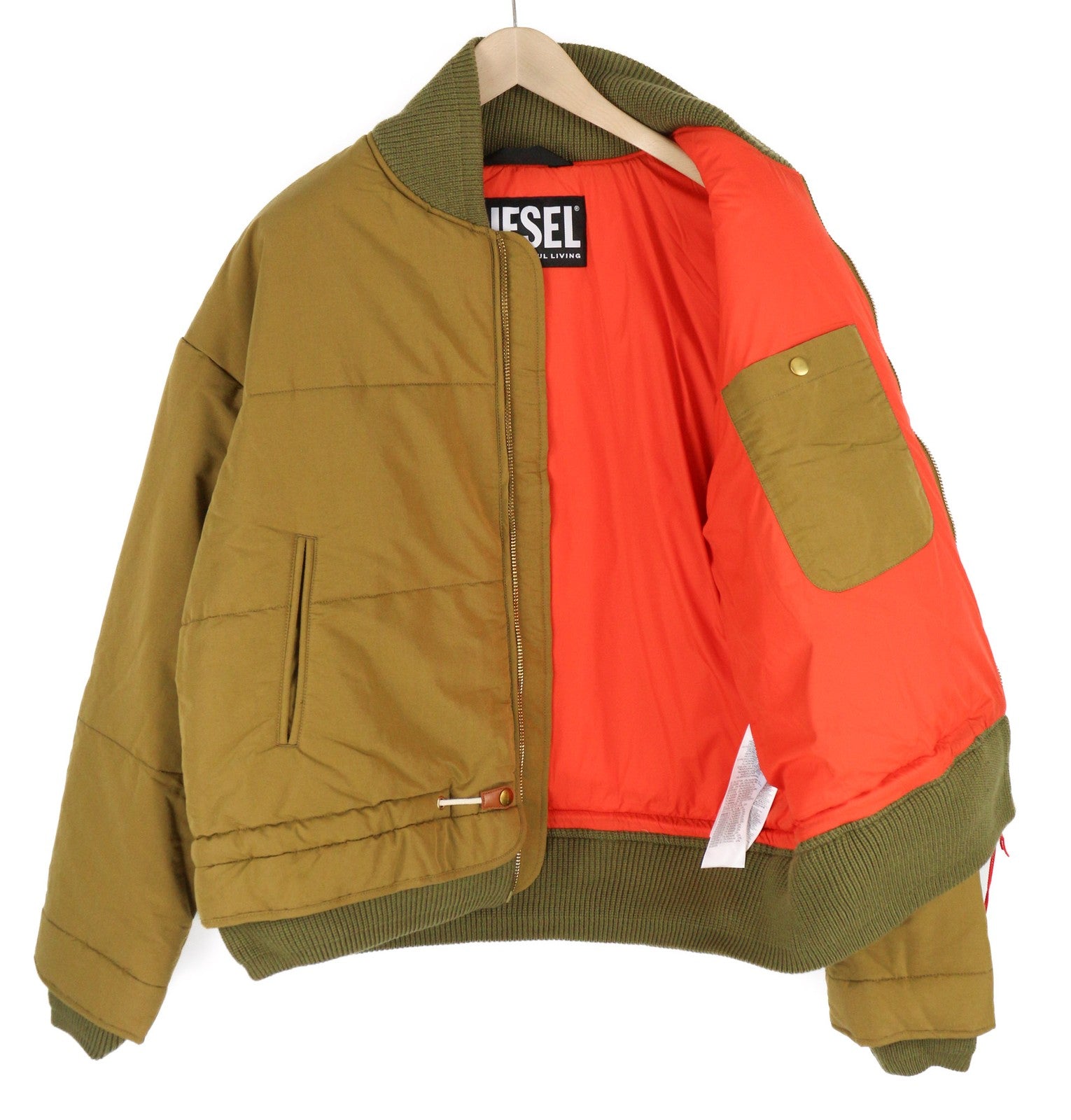 DIESEL W-Spleak vyriška striukė, XL dydžio, ruda, raštuota, izoliuota, su pamušalu ir pilnu užtrauktuku, RRP 350 € 