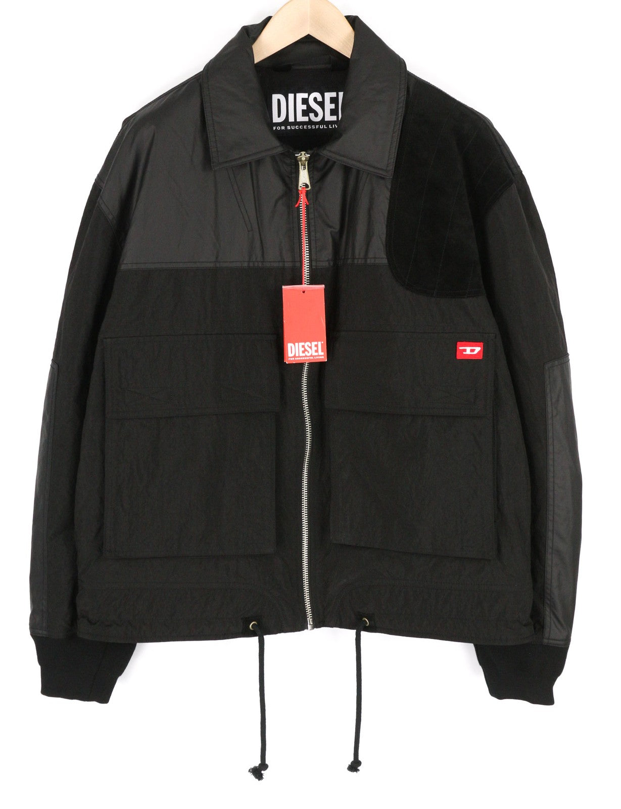 DIESEL J-Tech vyriška striukė XL, juoda, odinė, dengta izoliuotomis kišenėmis, RRP 325 € 