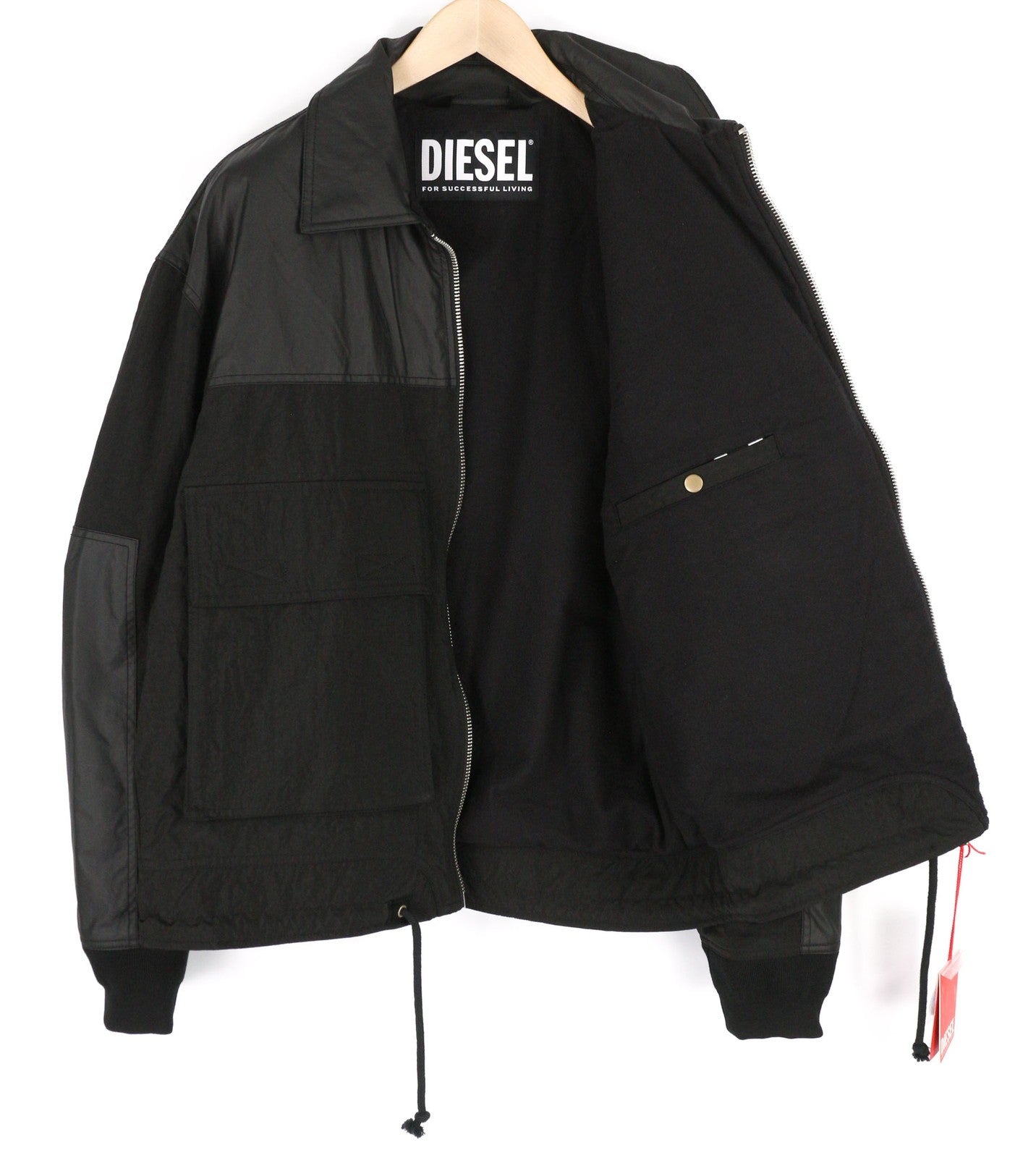 DIESEL J-Tech vyriška striukė XL, juoda, odinė, dengta izoliuotomis kišenėmis, RRP 325 € 