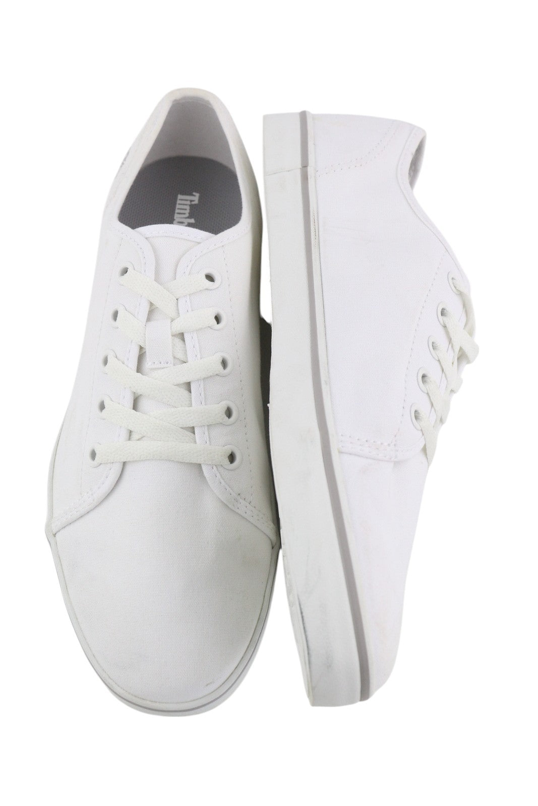 TIMBERLAND A2688 vyriški sportbačiai, EU41, balti, tekstiliniai, žemapadžiai, suvarstomi logotipu. 