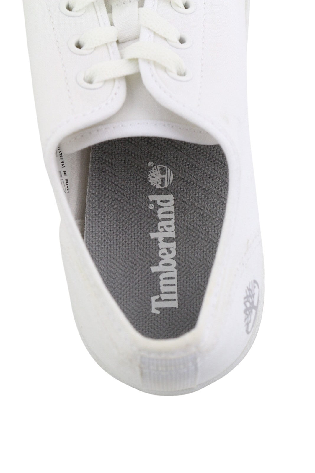 TIMBERLAND A2688 vyriški sportbačiai, EU41, balti, tekstiliniai, žemapadžiai, suvarstomi logotipu. 