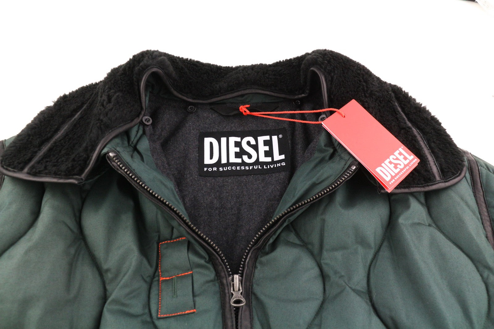 DIESEL W-Petrit Mens Jacket L Oversized Insulated Removable Faux Fur RRP390