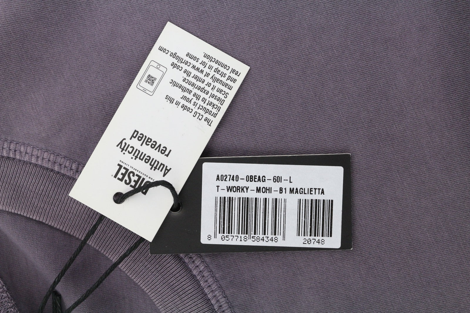 DIESEL T-Worky-Mohi-B1 vyriški marškinėliai su trumpomis rankovėmis, apvalia apykakle, L dydžio, trikotažiniai, RRP 90 € 