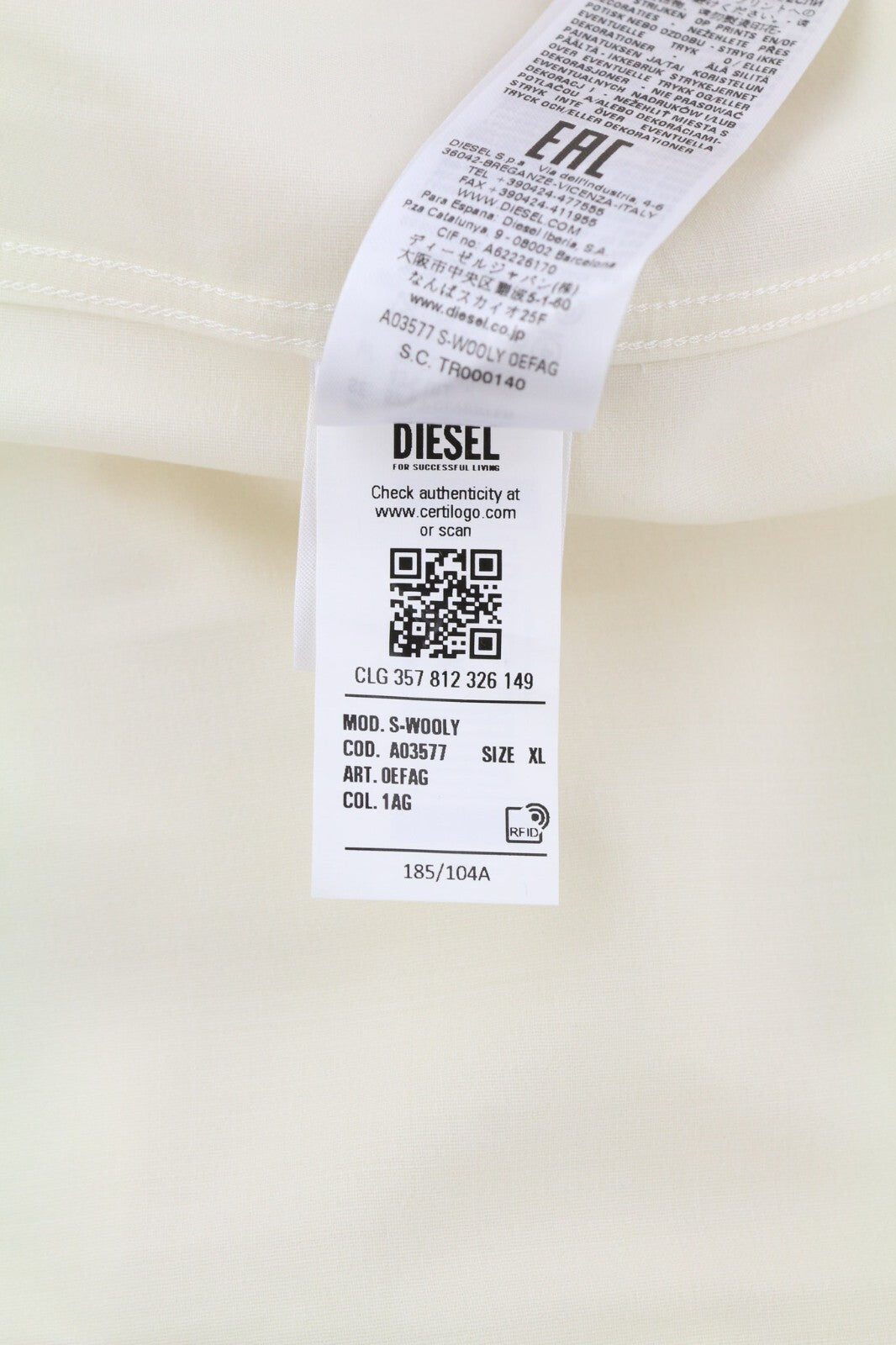 DIESEL S-Wooly vyriški marškinėliai XL RRP195 vilnoniai marškinėliai su sagomis užsegamomis kišenėmis ir įpjauta apykakle.