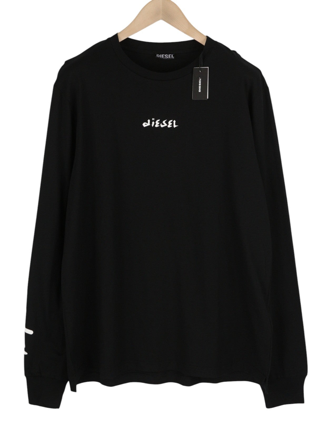 DIESEL T-Just-LS-Slits-B53 vyriški marškinėliai XL dydžio, juodi, megztiniai su apvalia apykakle 