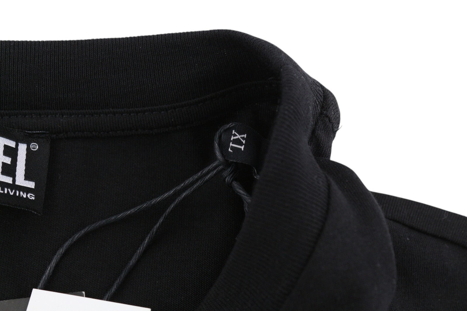 DIESEL T-Just-LS-Slits-B53 vyriški marškinėliai XL dydžio, juodi, megztiniai su apvalia apykakle 