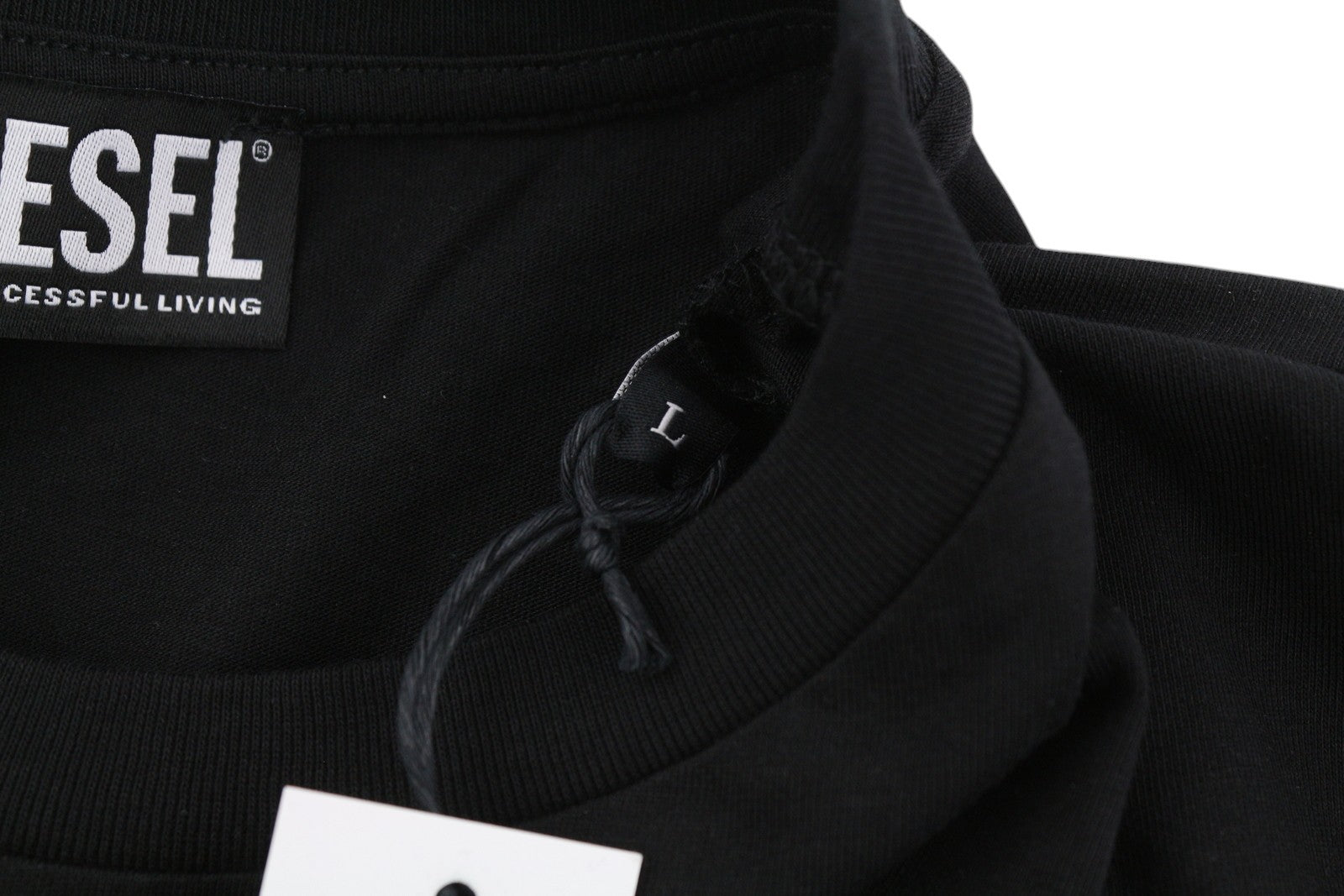 DIESEL T-Just-LS-Slits-B53 vyriški marškinėliai L dydžio, juodi, megztiniai su apvalia apykakle. 