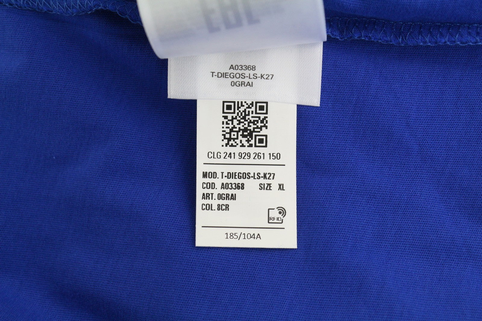 DIESEL T-Diegos-LS-K27 vyriški marškinėliai XL dydžio, mėlyni, megztiniai su apvalia kaklu.