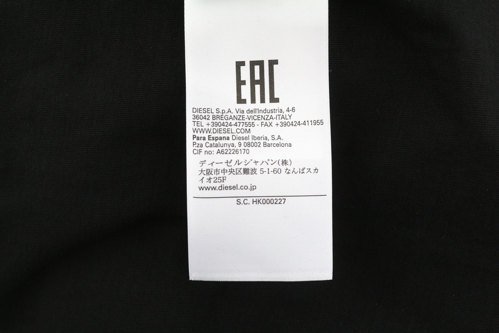 DIESEL T-Diegos-LS-K27 vyriški marškinėliai su juodu megztiniu apvalia kaklo iškirpte, 2XL dydžio