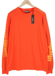 DIESEL T-Just-LS-E6 vyriški marškinėliai L dydžio oranžiniai su ilgomis rankovėmis ir apvalia apykakle 