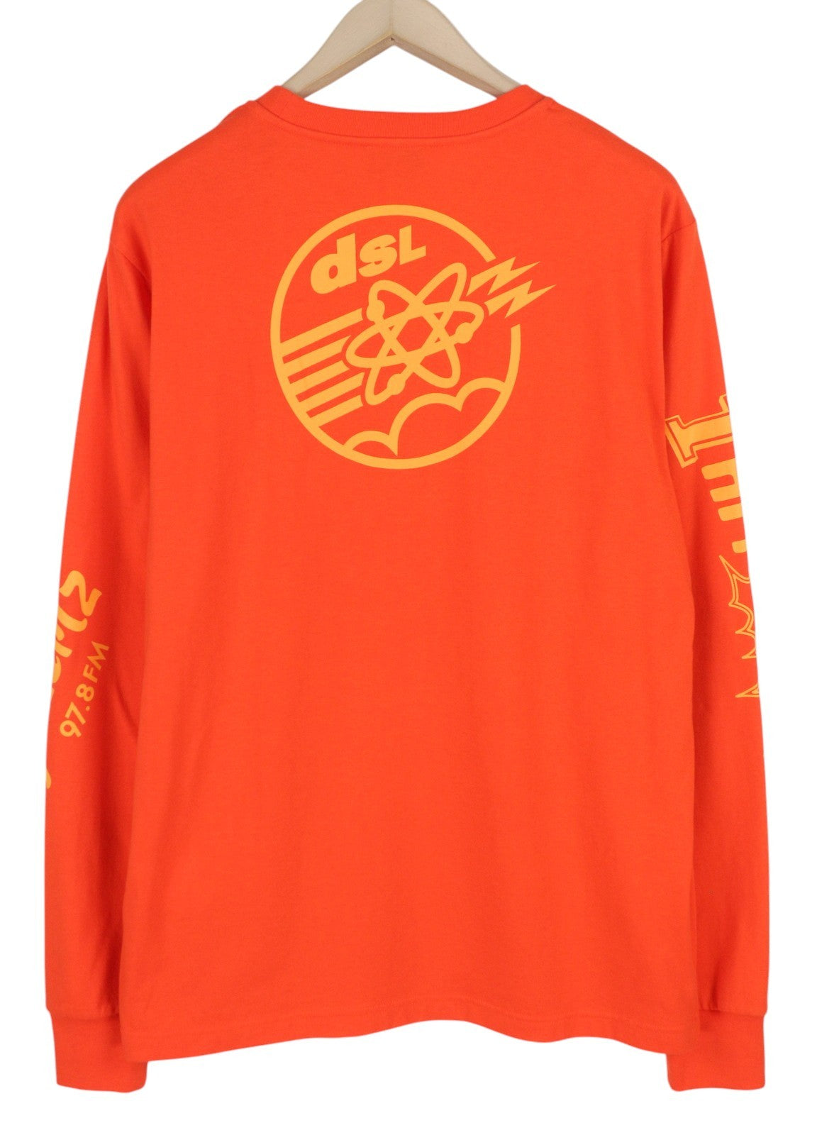 DIESEL T-Just-LS-E6 vyriški marškinėliai L dydžio oranžiniai su ilgomis rankovėmis ir apvalia apykakle 