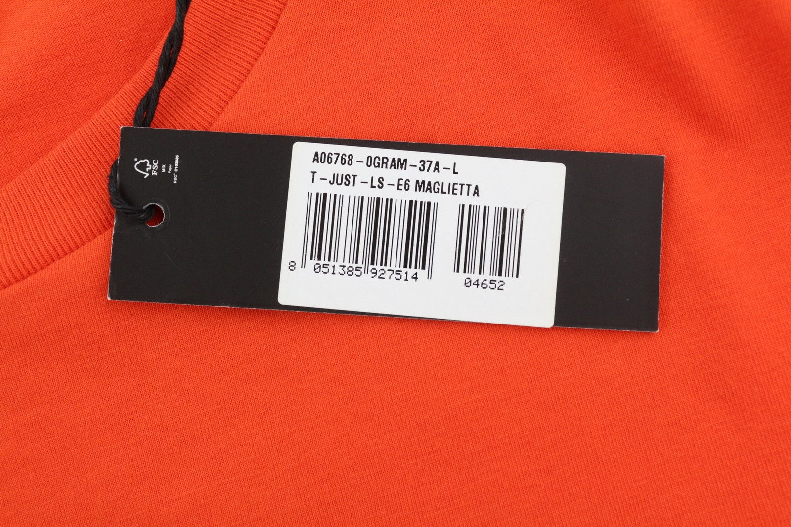 DIESEL T-Just-LS-E6 vyriški marškinėliai L dydžio oranžiniai su ilgomis rankovėmis ir apvalia apykakle 
