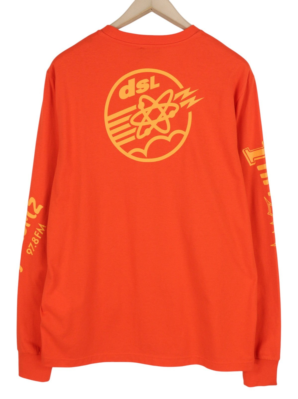 DIESEL T-Just-LS-E6 vyriški marškinėliai L dydžio oranžiniai su megztiniu ilgomis rankovėmis, apvalia apykakle ir trikotažu 