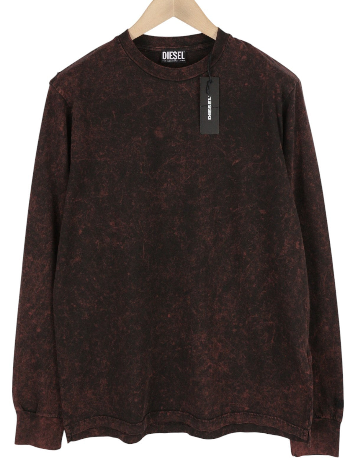 DIESEL T-Glyn vyriški marškinėliai ilgomis rankovėmis, 2XL dydžio, su rūgštimi skalbto efekto apvalia apykakle, RRP 125 € 