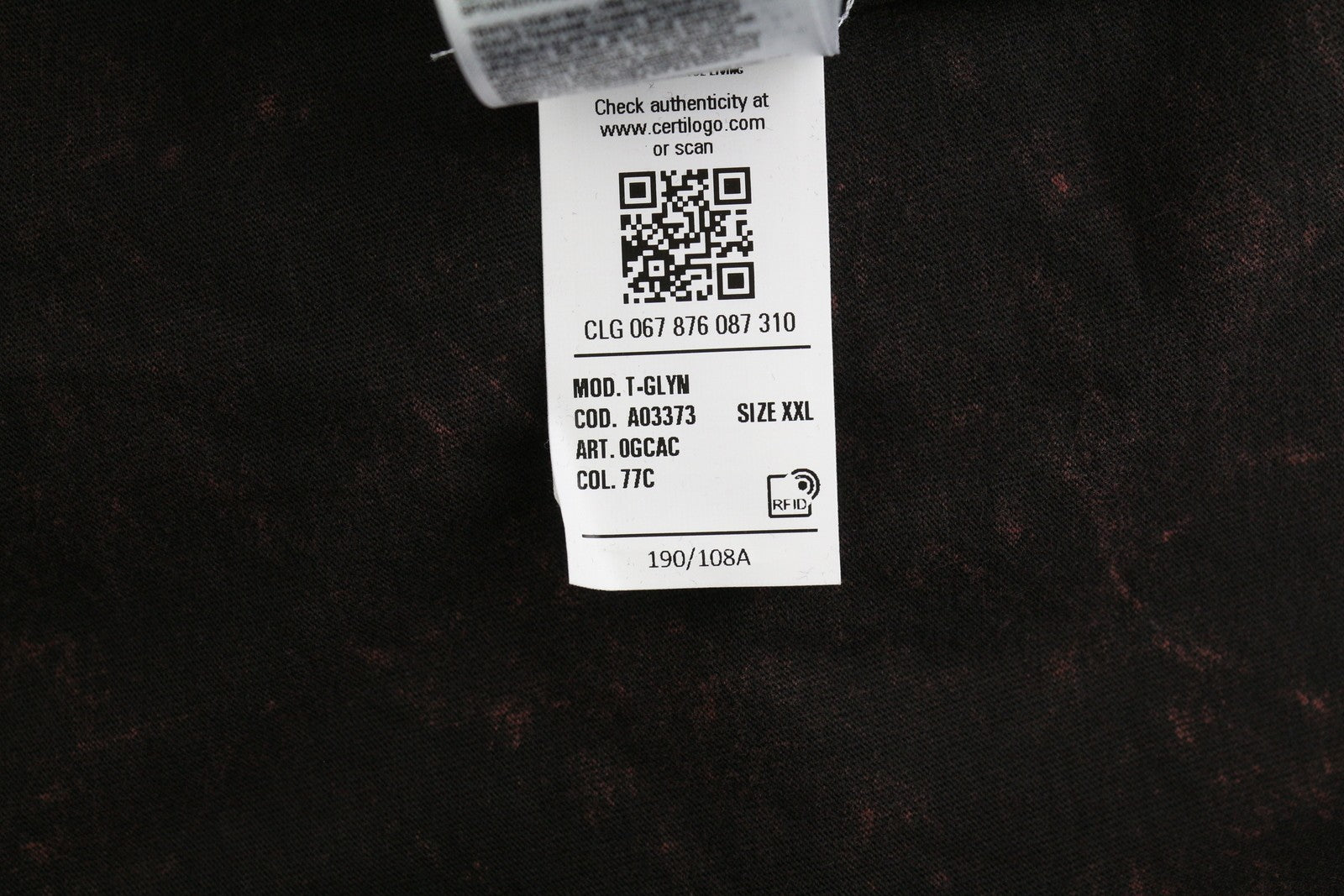 DIESEL T-Glyn vyriški marškinėliai ilgomis rankovėmis, 2XL dydžio, su rūgštimi skalbto efekto apvalia apykakle, RRP 125 € 