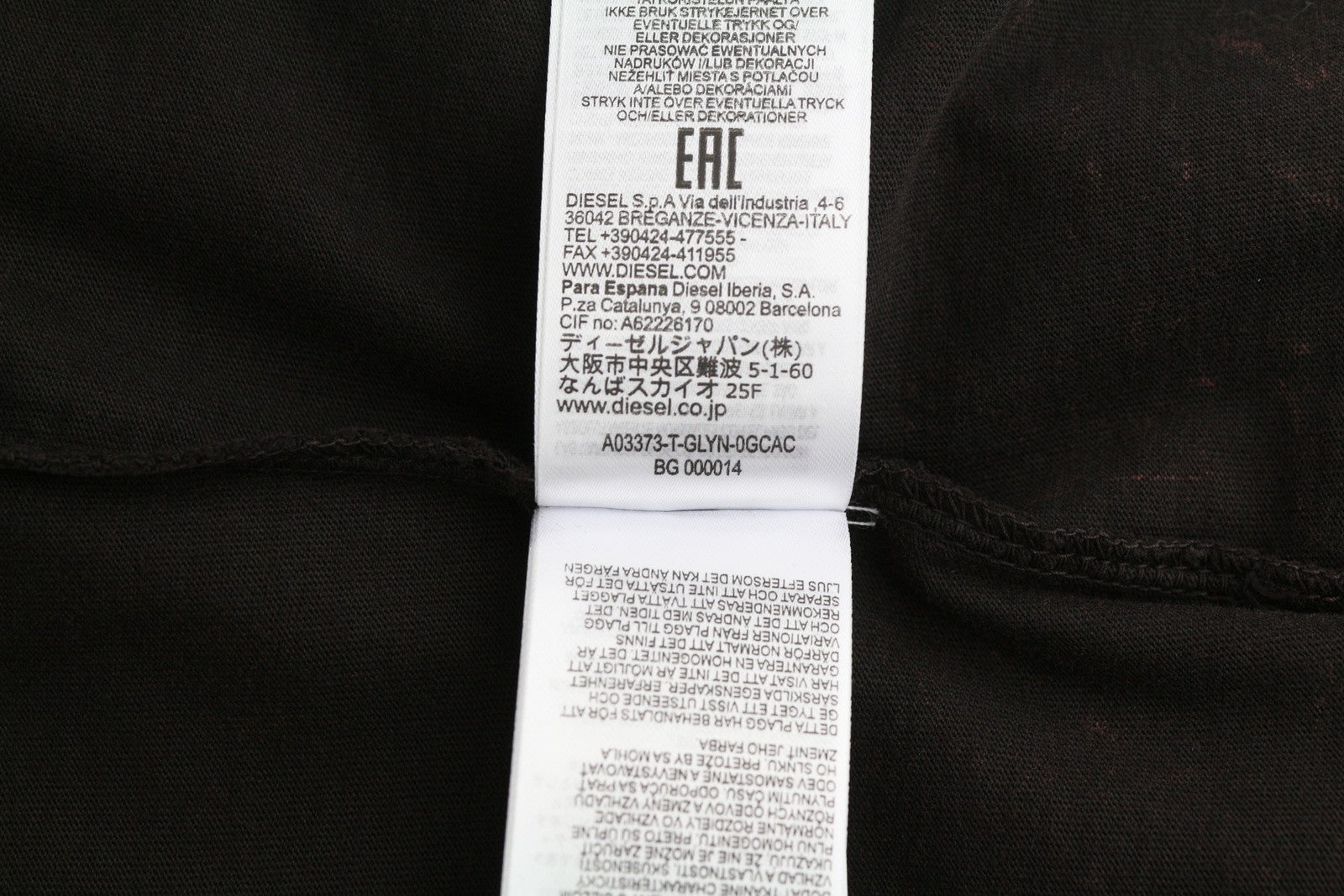 DIESEL T-Glyn vyriški marškinėliai ilgomis rankovėmis, 2XL dydžio, su rūgštimi skalbto efekto apvalia apykakle, RRP 125 € 