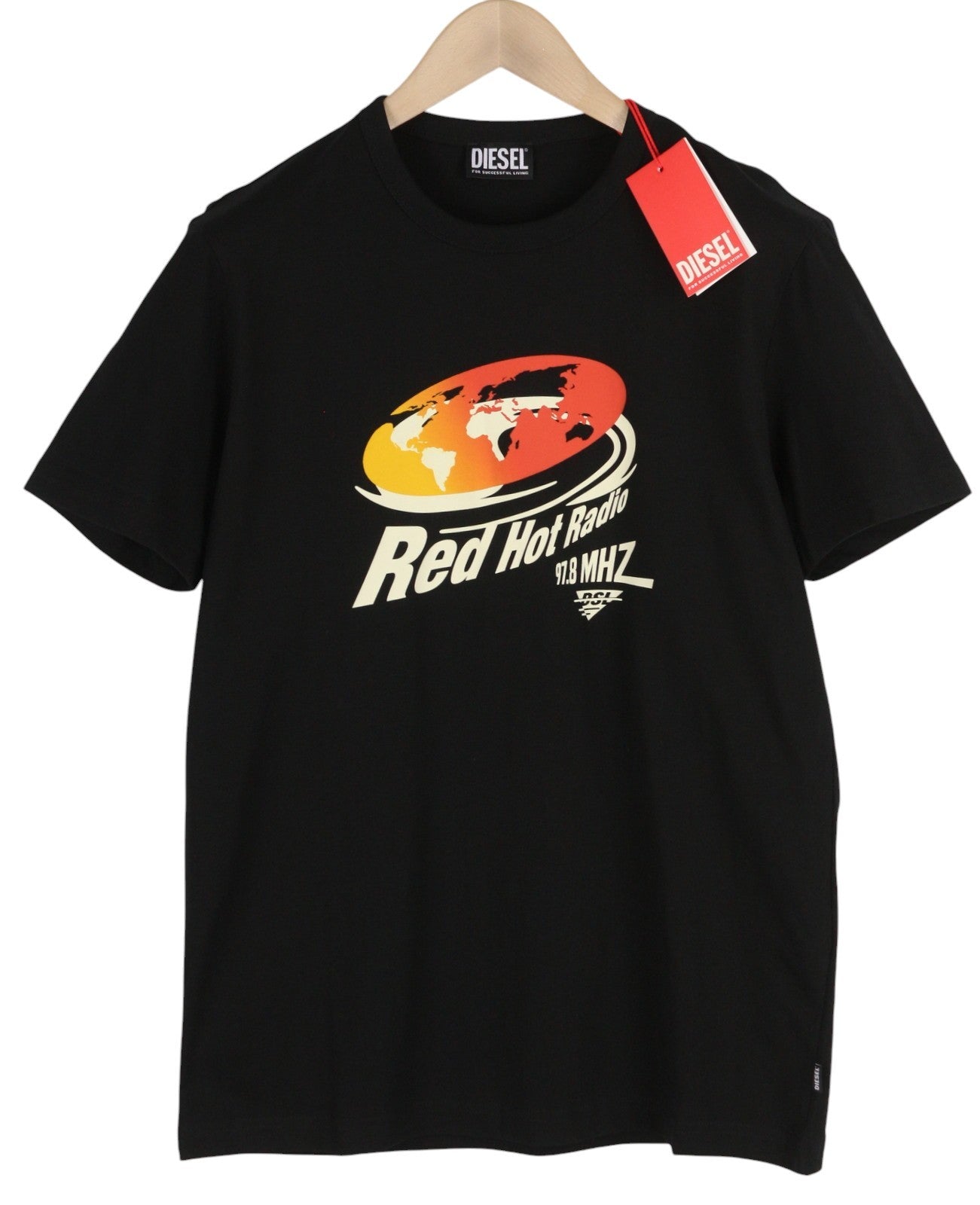 DIESEL T-Diegor-E3 vyriški marškinėliai L dydžio, juodi, trumpomis rankovėmis, apvalia apykakle, trikotažiniai