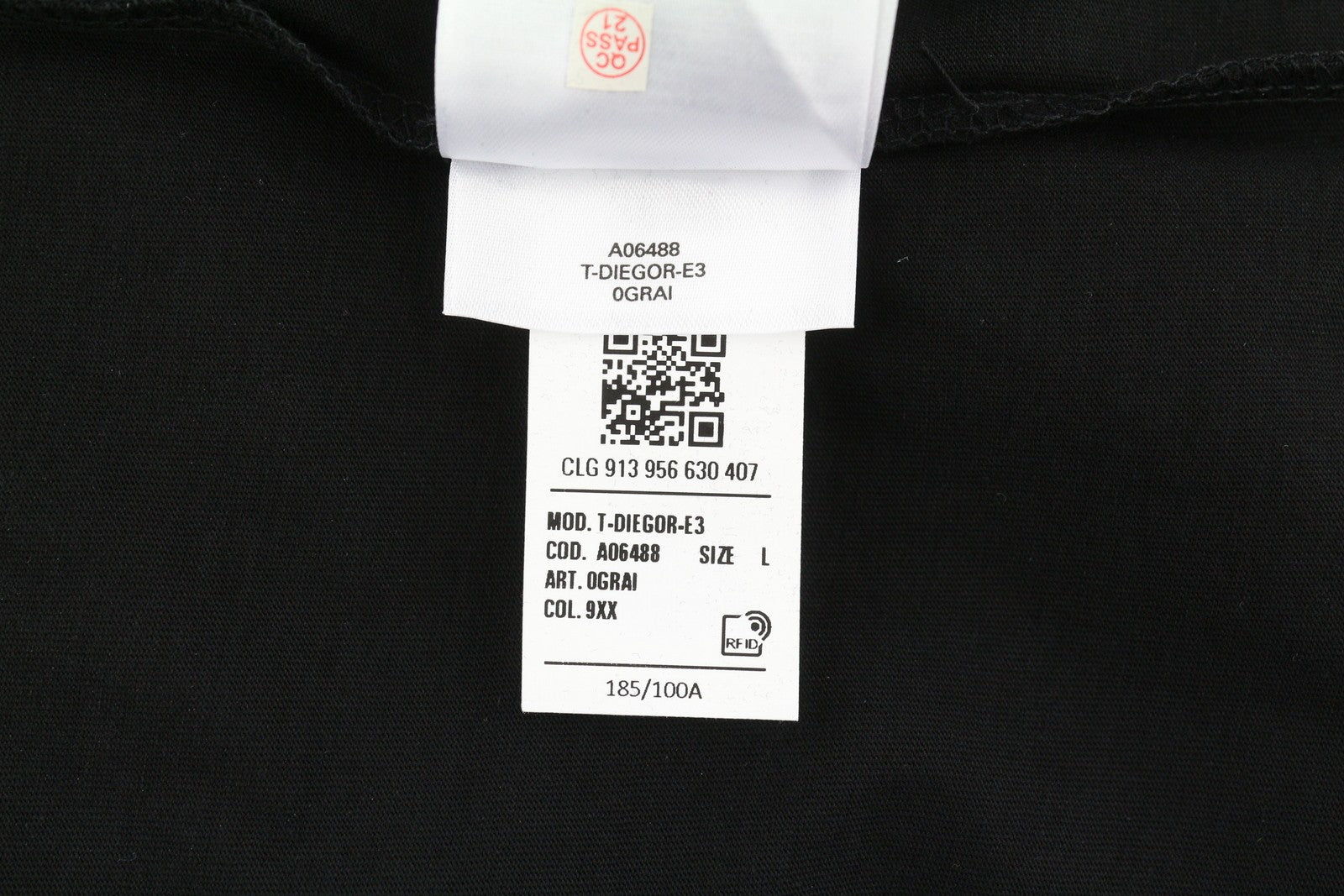 DIESEL T-Diegor-E3 vyriški marškinėliai L dydžio, juodi, trumpomis rankovėmis, apvalia apykakle, trikotažiniai