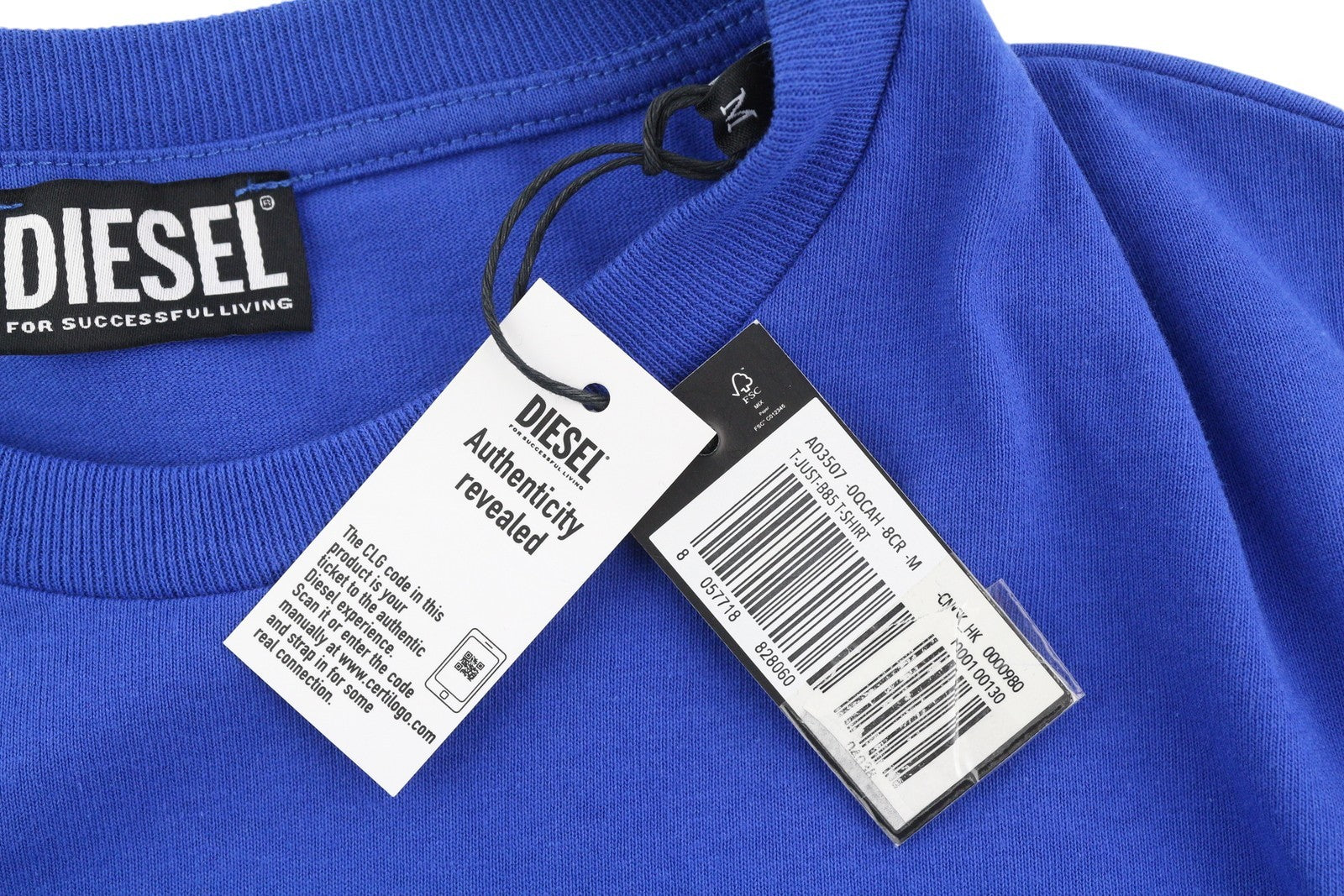 DIESEL T-Just-B85 vyriški marškinėliai M mėlyni trumpomis rankovėmis, apvalia apykakle, trikotažiniai marškinėliai 
