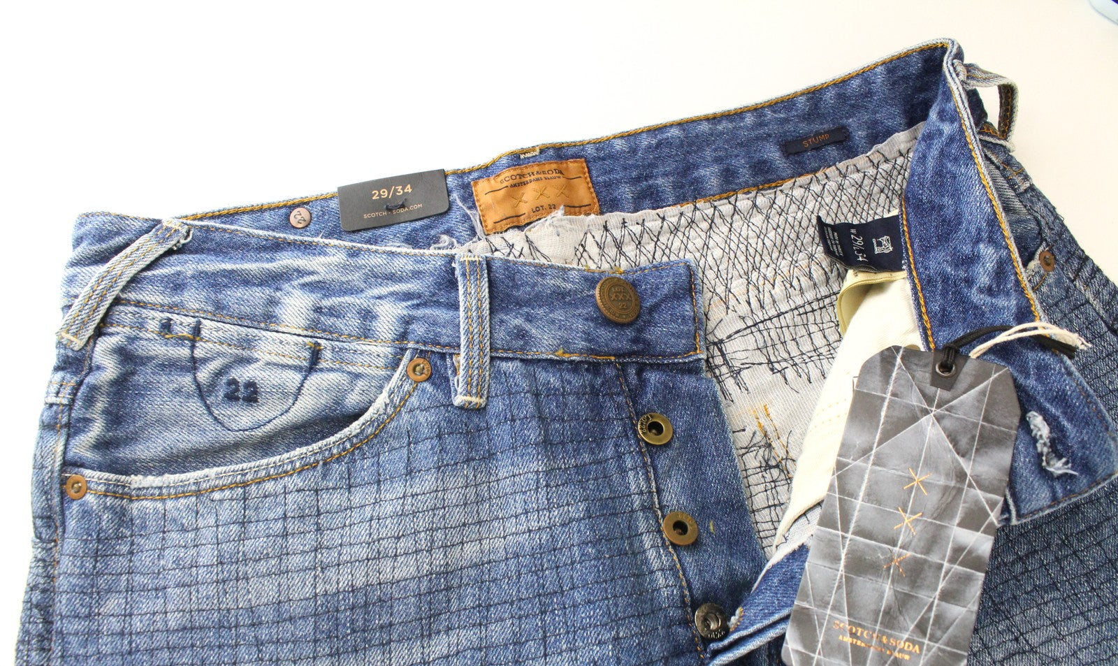 SCOTCH &amp; SODA Stump XXX Lot.22 vyriški džinsai su lopais, laisvi, siaurėjantys 