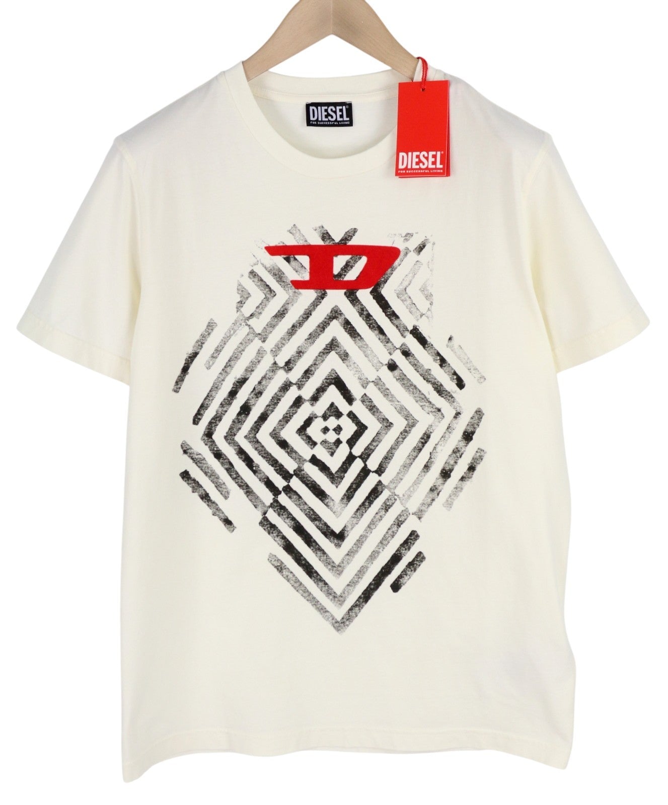 DIESEL T-Diegor-C16 vyriški marškinėliai L dydžio, balti, trumpomis rankovėmis, apvalia apykakle, trikotažiniai 