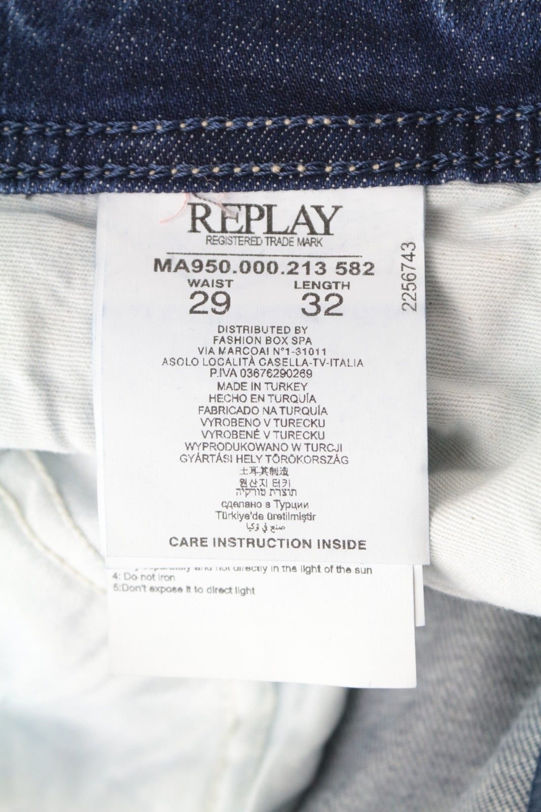 REPLAY Rob vyriški W29/L32 ryškiai mėlyni džinsai, tiesūs, siaurėjantys, tamprūs, užtrauktuku 