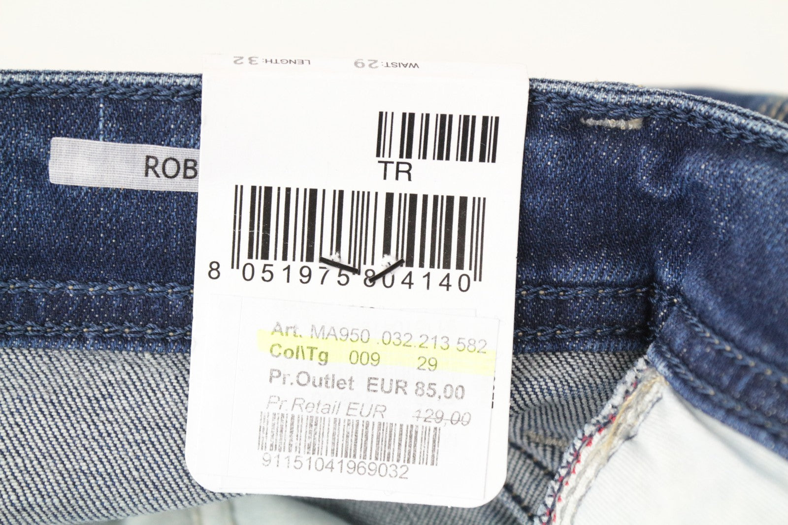 REPLAY Rob vyriški W29/L32 ryškiai mėlyni džinsai, tiesūs, siaurėjantys, tamprūs, užtrauktuku 