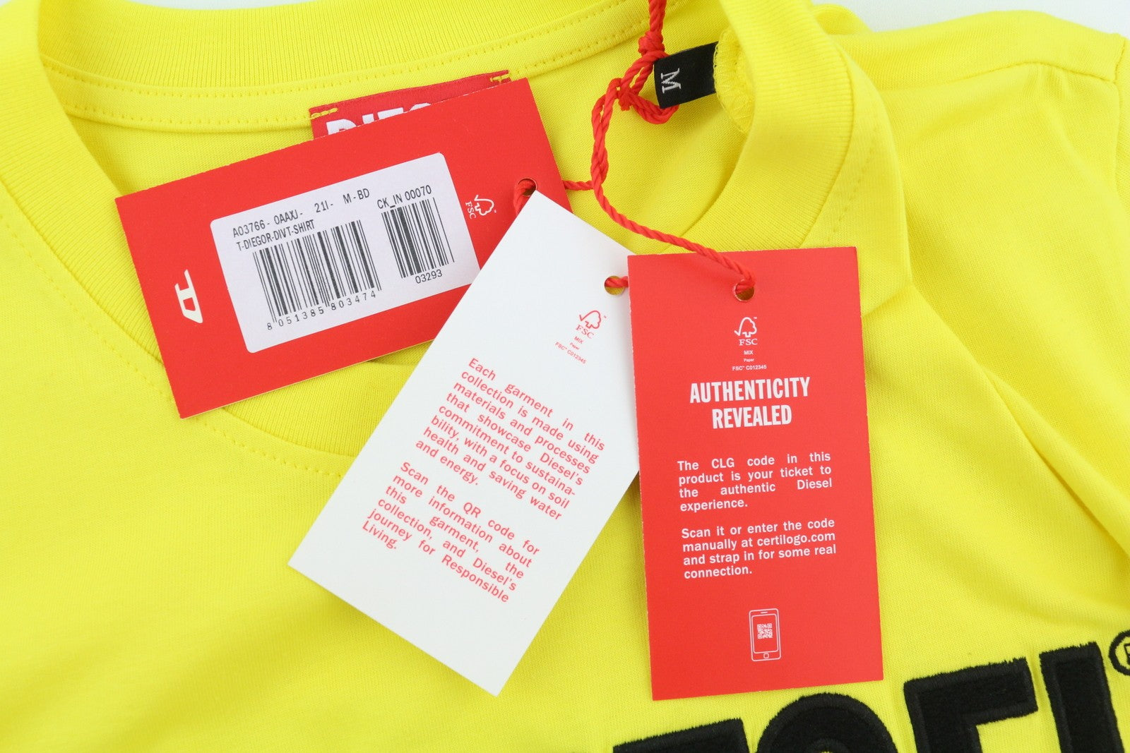 DIESEL T-Diegor-Div vyriški marškinėliai M geltoni trumpomis rankovėmis, apvalia apykakle, trikotažinis 