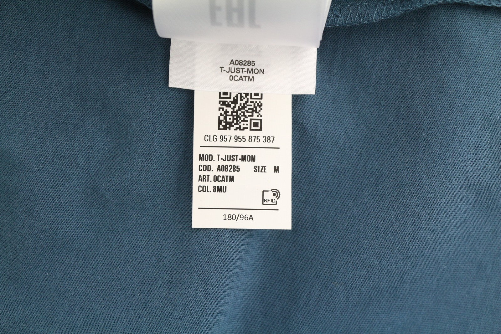 DIESEL T-Just-Mon vyriški marškinėliai M, mėlyni, trumpomis rankovėmis, apvalia apykakle, trikotažiniai, RRP 125 € 