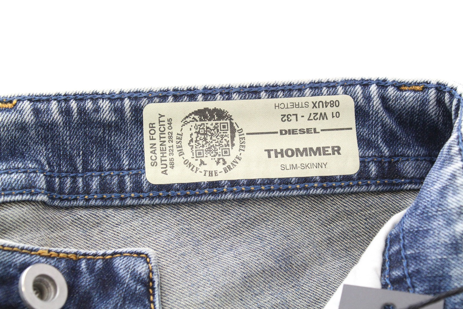 DIESEL Thommer 084UX Men's W27/L32 Stone Wash Skinny Jeans Stained Zip-Fly