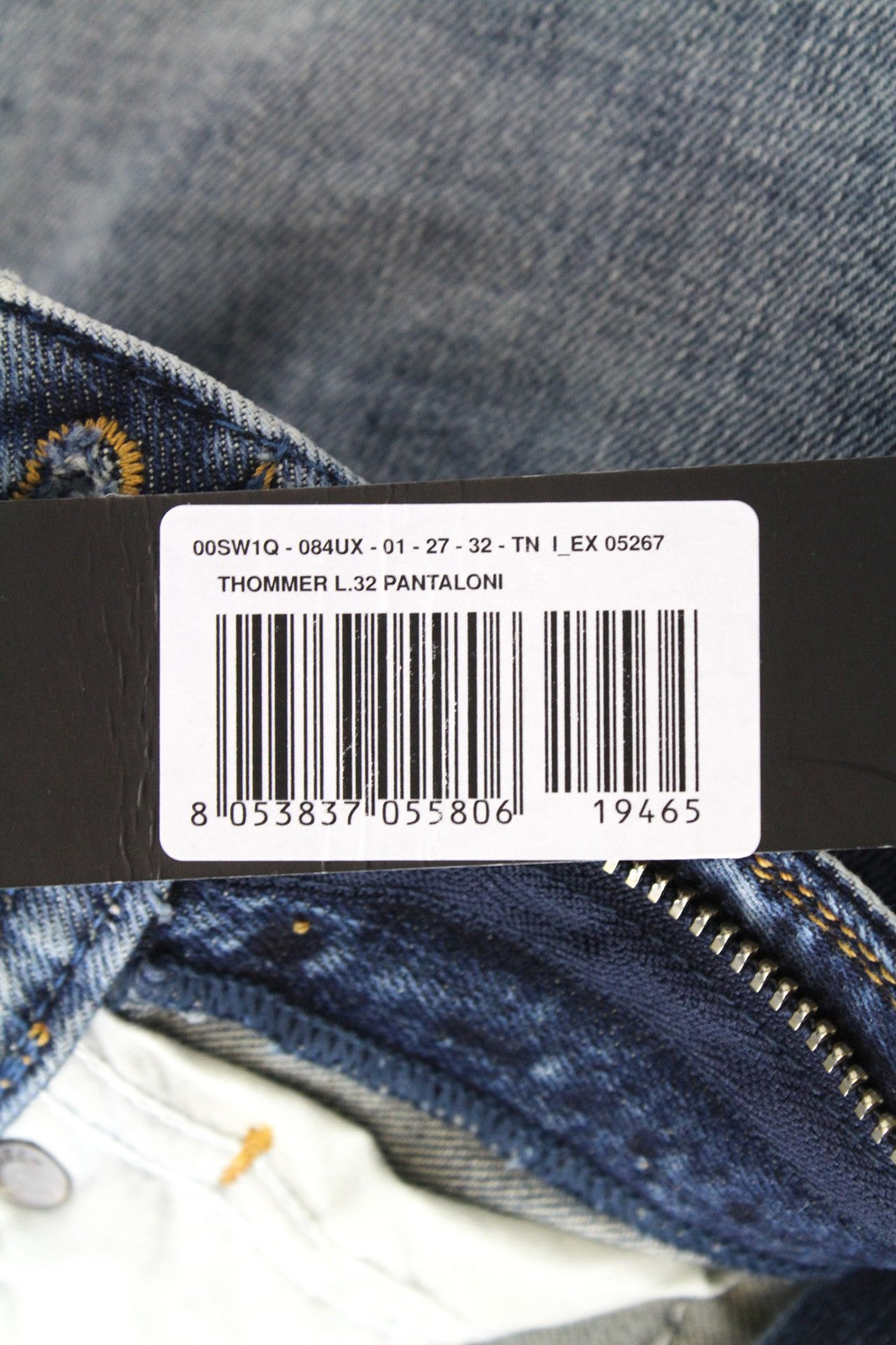 DIESEL Thommer 084UX Men's W27/L32 Stone Wash Skinny Jeans Stained Zip-Fly