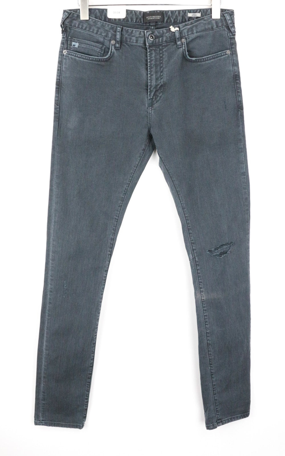 SCOTCH & SODA Pike Men's W31/L34 Grey Skinny Jeans Ripped Zippered Stretch