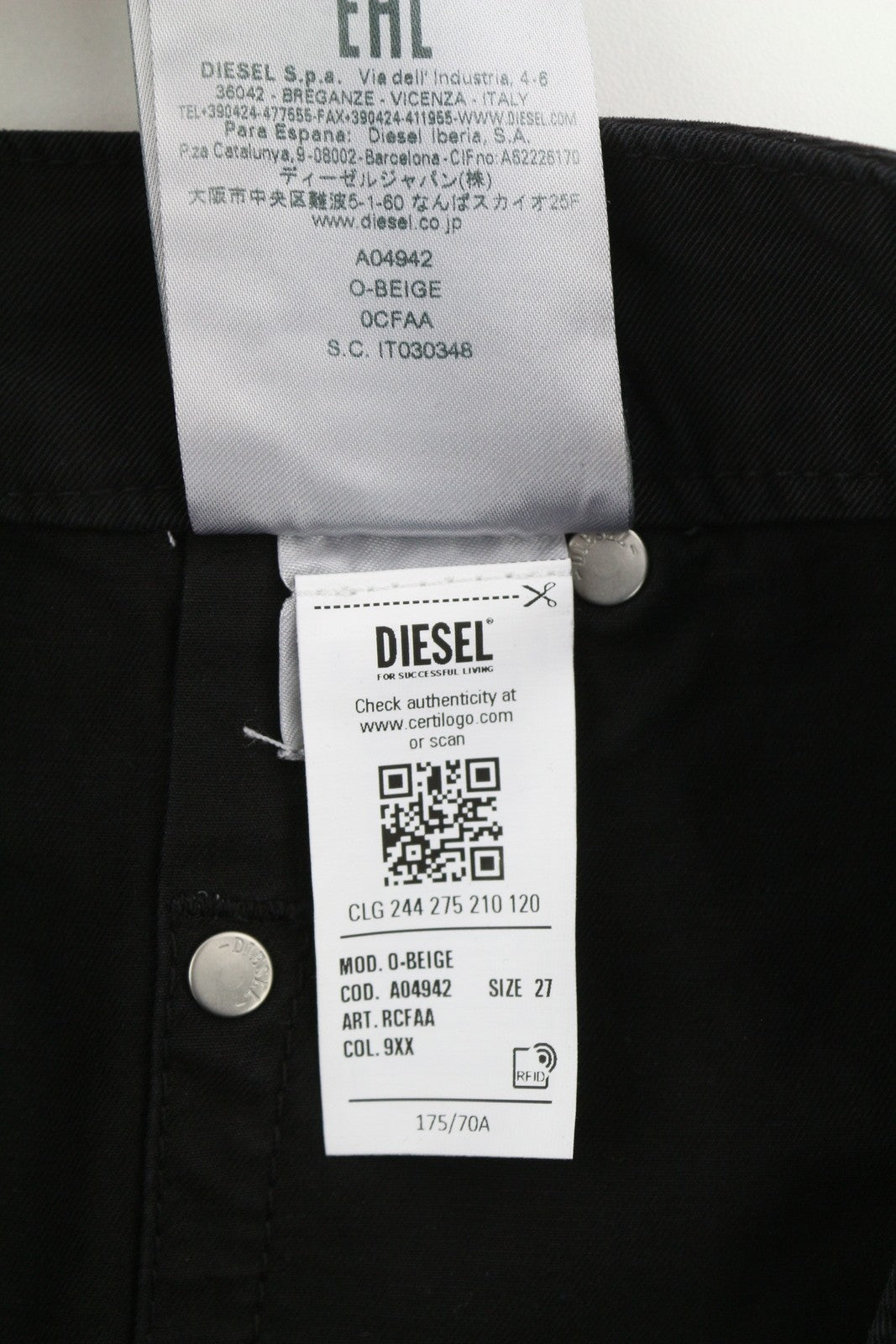 DIESEL O-Beige moteriškas sijonas W27 juodas dryžuotas sijonas su sagomis, mini, RRP150