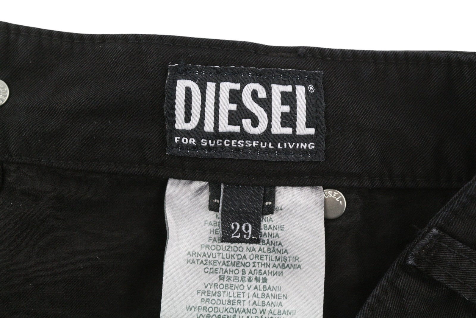DIESEL O-Beige moteriškas sijonas W29 juodas dryžuotas mini sijonas su sagomis ir kišenėmis, RRP150