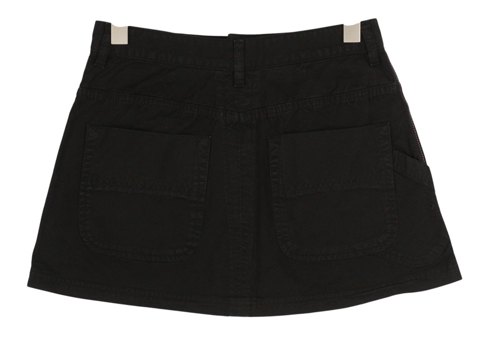 DIESEL O-Beige moteriškas sijonas W29 juodas dryžuotas mini sijonas su sagomis, rekomenduojama kaina 150 € 