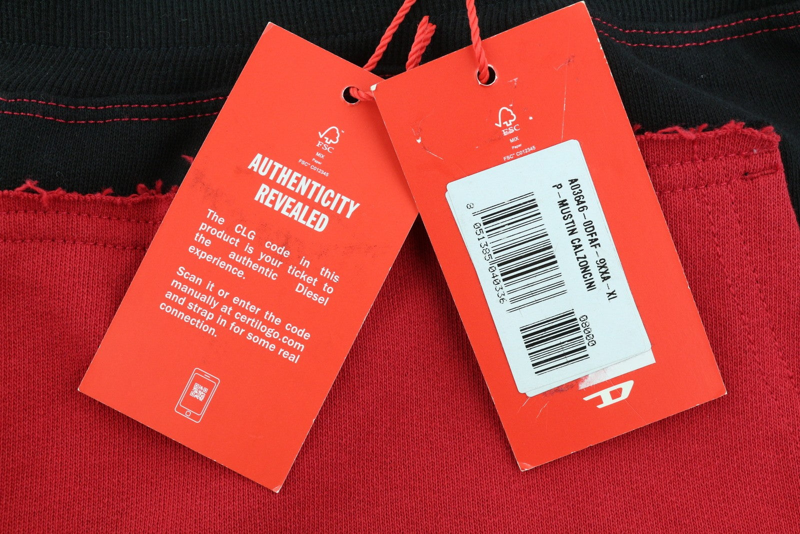 DIESEL P-Mustin Mens Shorts XL Red Printed Sweat Elastic Waist Pocket RRP€125