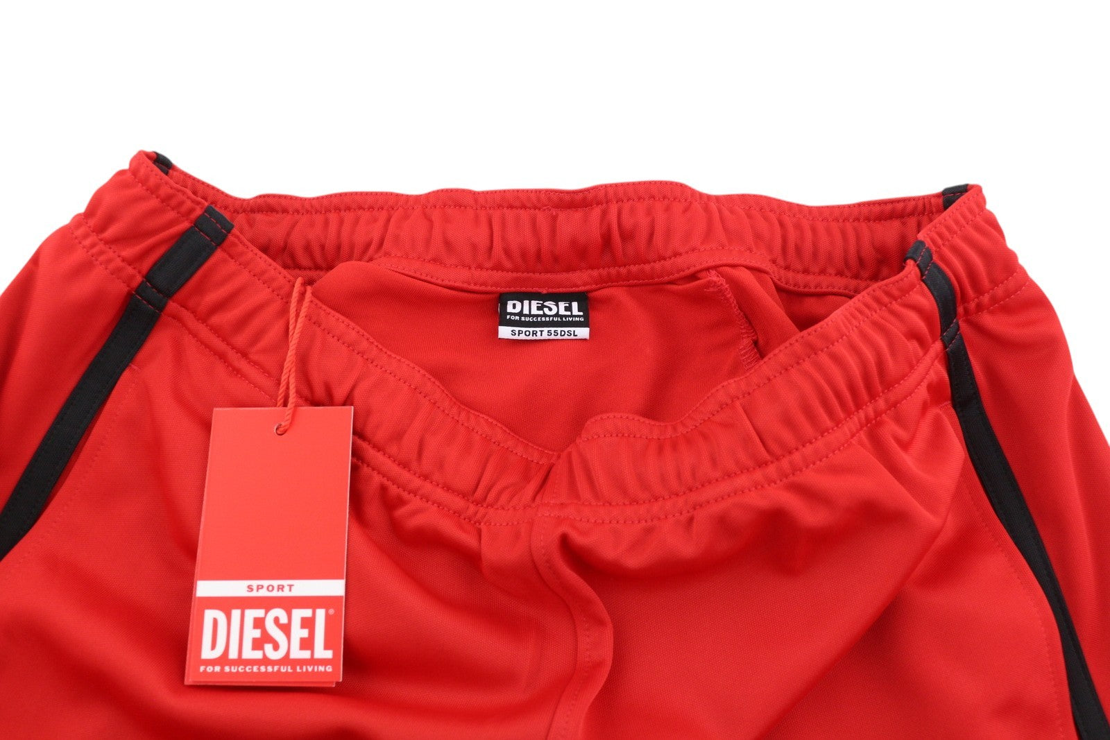 DIESEL Amsb-Stadiom-WT13 Mens Shorts XL 55DSL Sport Track Elastic Waist  Red