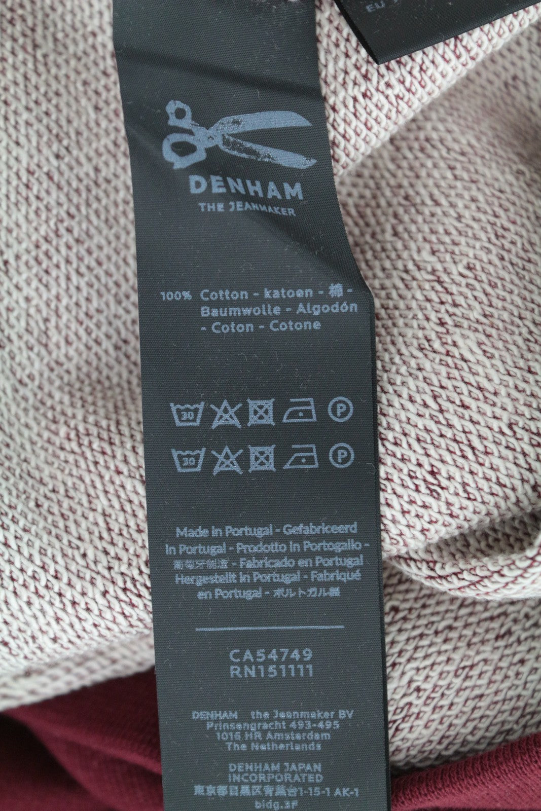 DENHAM Hummingbird moteriškas 2XS bordo spalvos megztinis su apvalia juostele ir siuvinėtomis rankovėmis 