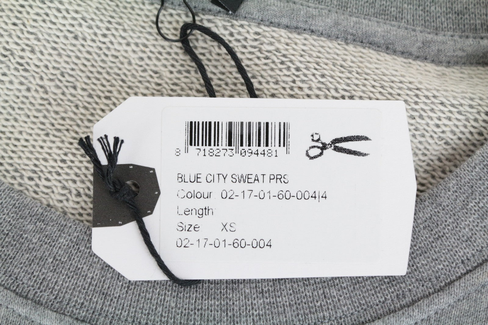 DENHAM moteriškas pilkas melanžo spalvos megztinis su ilgomis rankovėmis, mėlynas miestas, su logotipu ir apvaliu raštu 