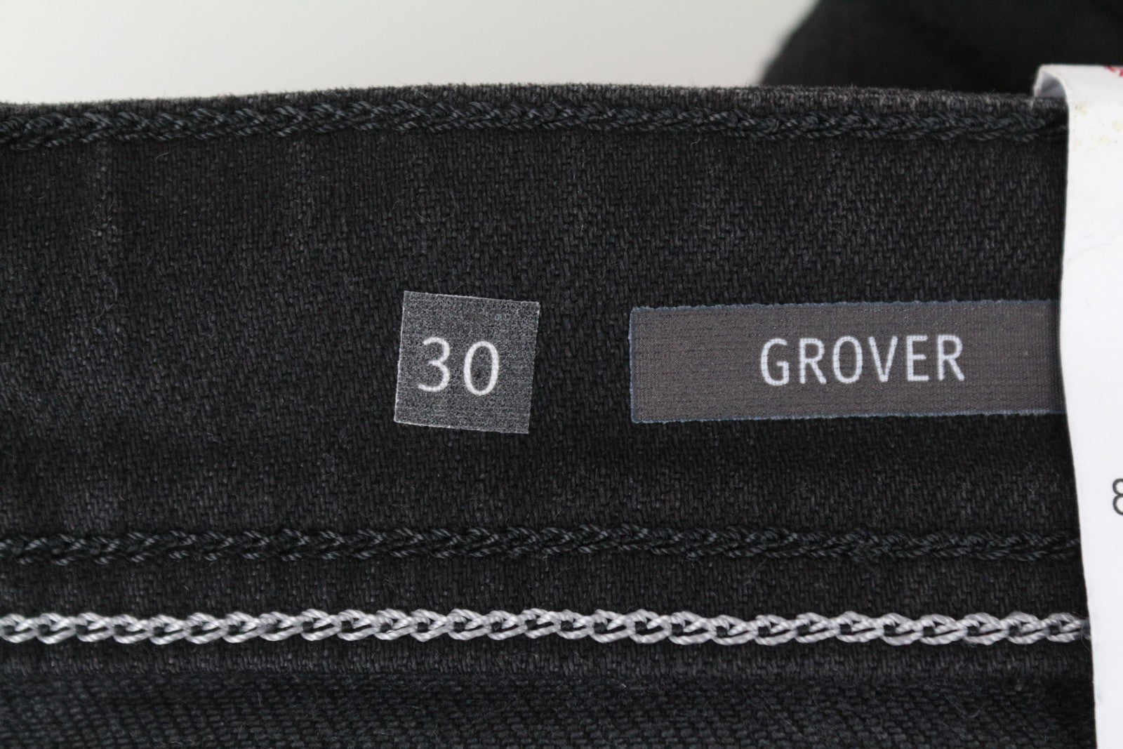 REPLAY Grover vyriški W30/L34 tamsiai pilki Selvedge džinsai su sagomis, tiesaus kirpimo 