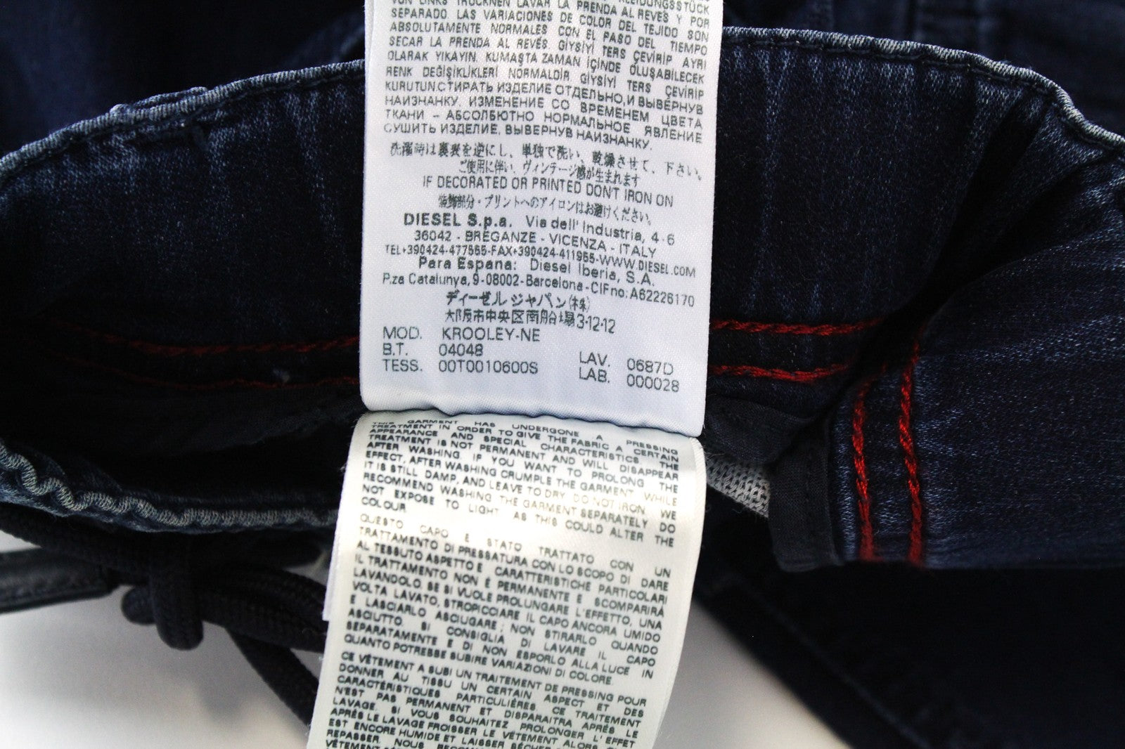 DIESEL Krooley-NE 0687D Men's W28 Tapered Jogg Sweat Jeans Blue Fade Contrast