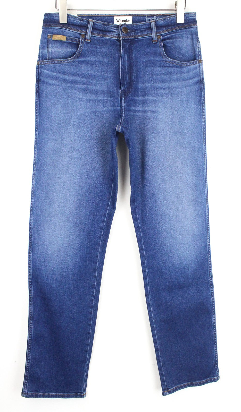 WRANGLER Indigood Texas 821 vyriški W32/L32 tiesūs džinsai šviesiai mėlyni džinsai 