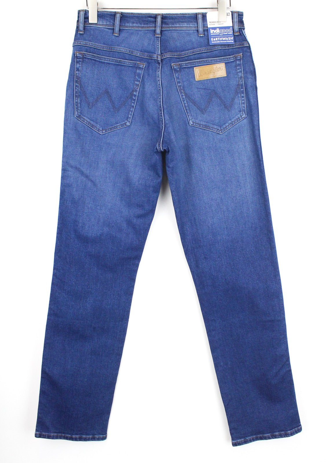 WRANGLER Indigood Texas 821 vyriški W32/L32 tiesūs džinsai šviesiai mėlyni džinsai 