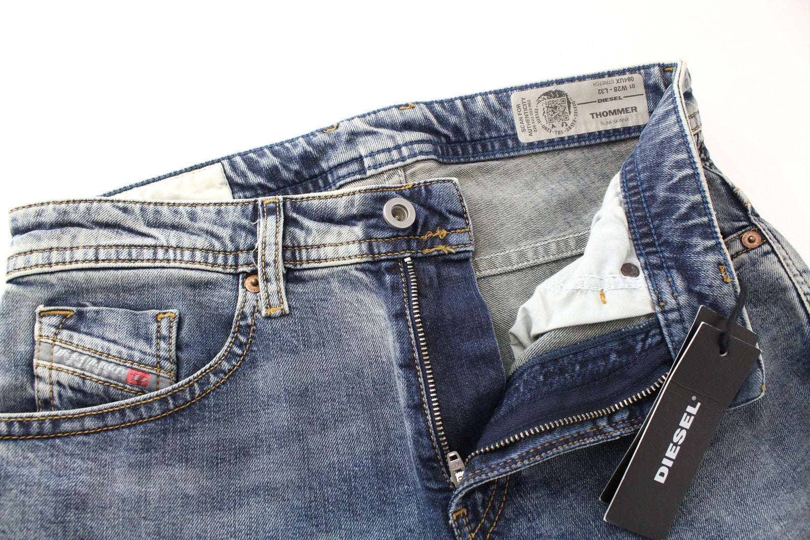DIESEL Thommer 084UX Men's W28/L32 Slim Skinny Jeans Stone Washed Zip Fly