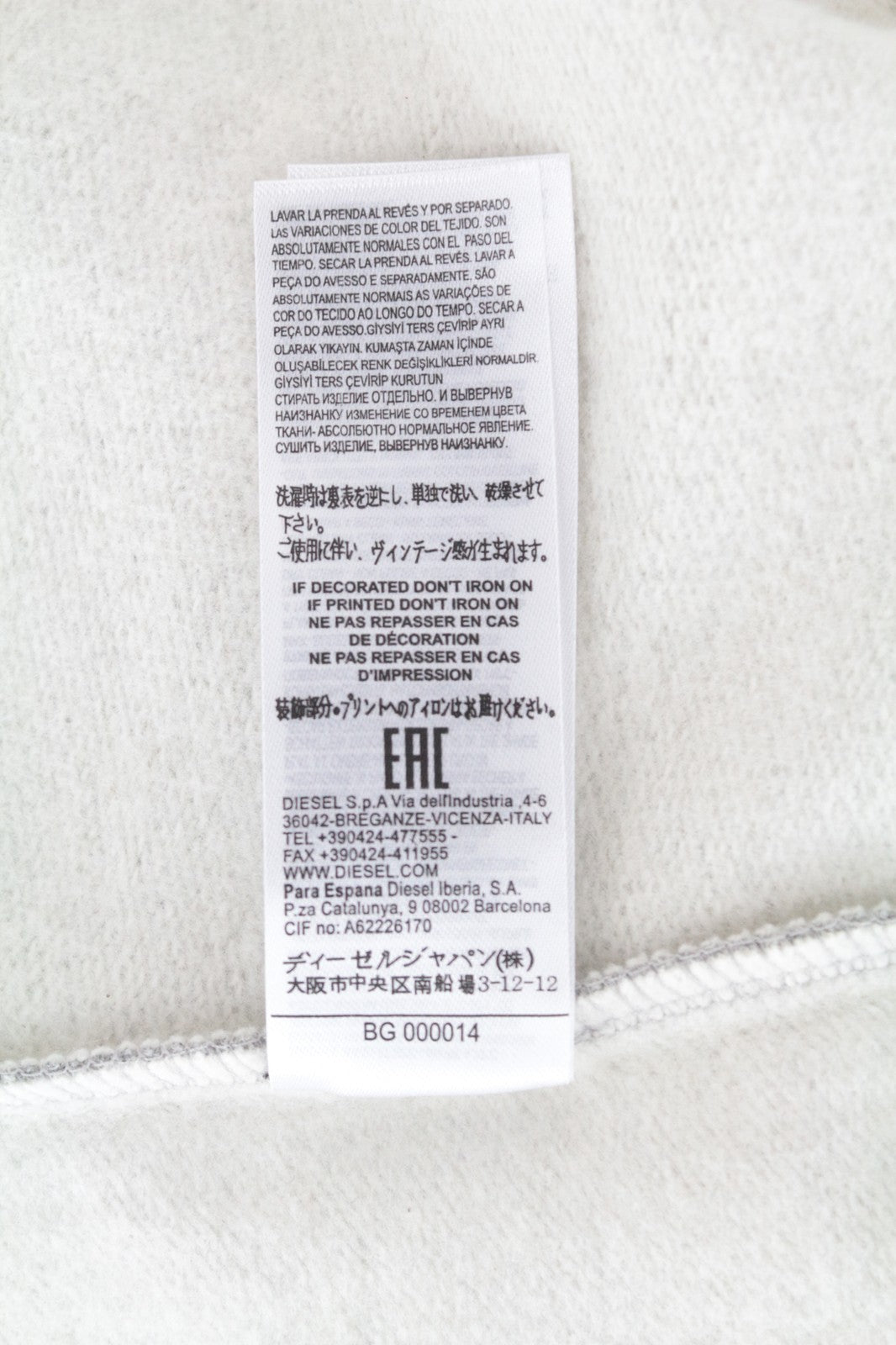 DIESEL F-ARAP FELPA moteriškas XS dydžio pilkas megztinis su apvalia juostele, laisvo kirpimo 