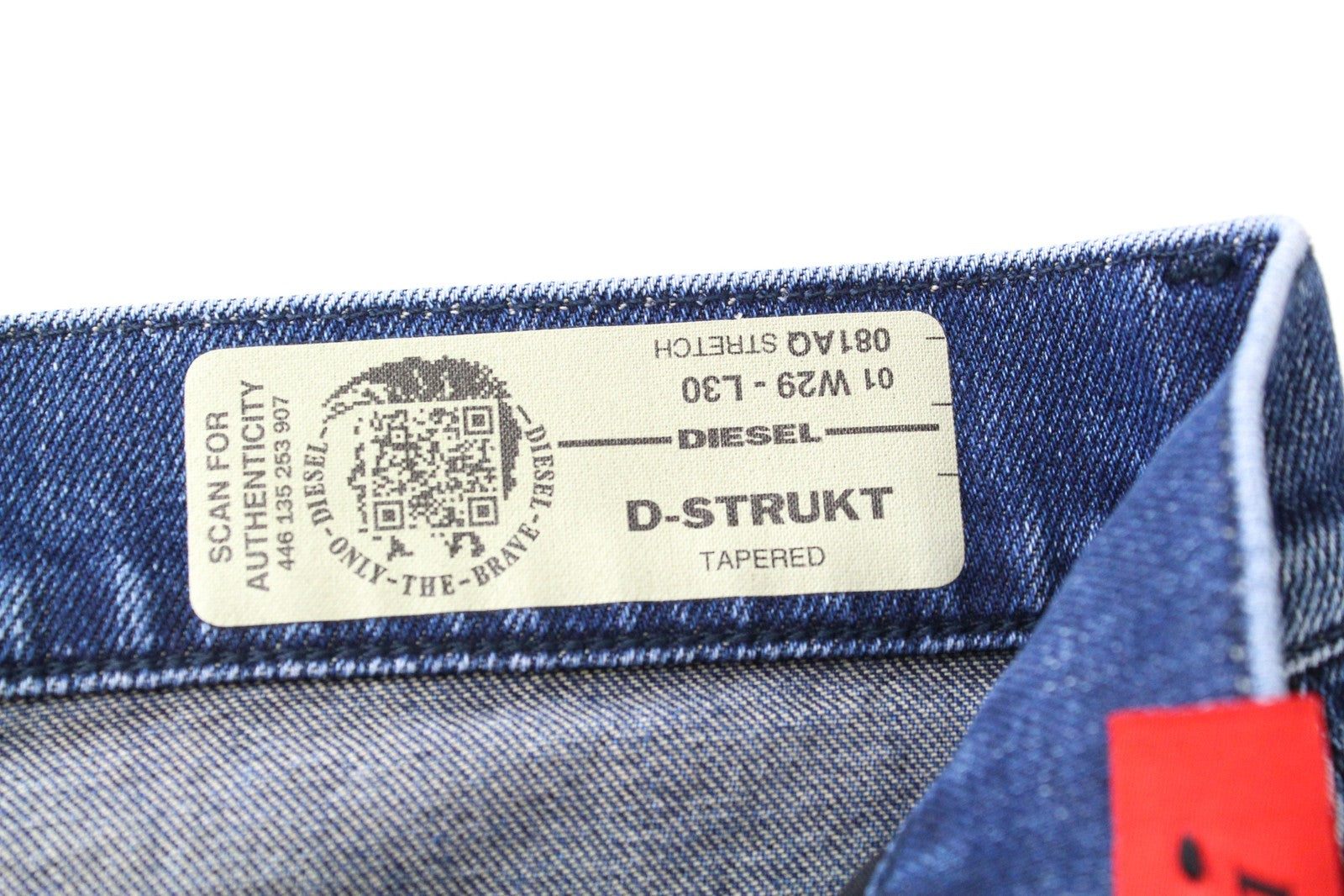 DIESEL D-Strukt 081AQ Men's W29/L30 Tapered Ripped Jeans Stone Washed Zip