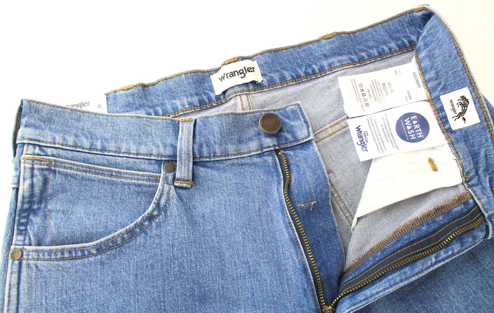 WRANGLER Redding 841 vyriški W32/L32 šviesiai mėlyni tamprūs džinsai laisvi, tiesūs 