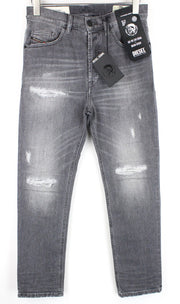 DIESEL D-Eetar 0890F vyriški W29/L30 pilki siaurėjantys džinsai, tamprūs, išblukę, su gobtuvu 