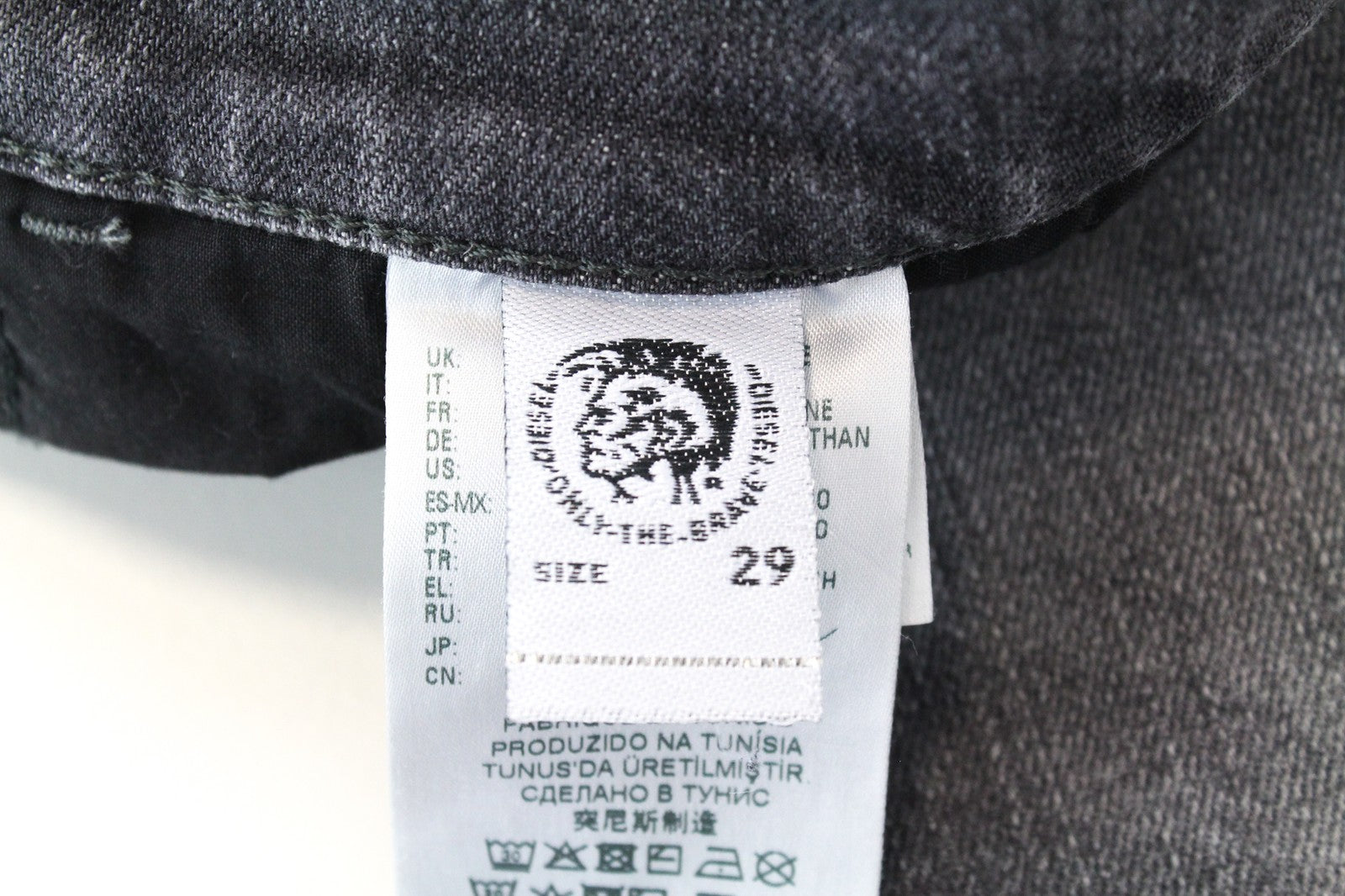 DIESEL D-Eetar 0890F vyriški W29/L30 pilki siaurėjantys džinsai, tamprūs, išblukę, su gobtuvu 